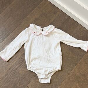 Vintage White Baby Bodysuit with Pink Accents